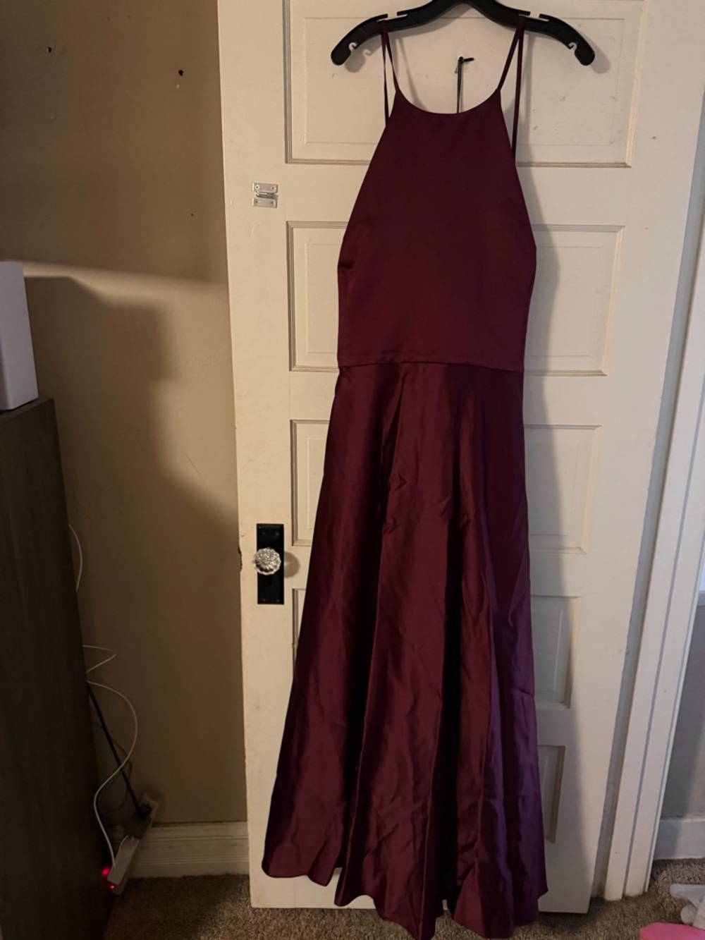 Women's Halter Evening Gown in Deep Burgundy